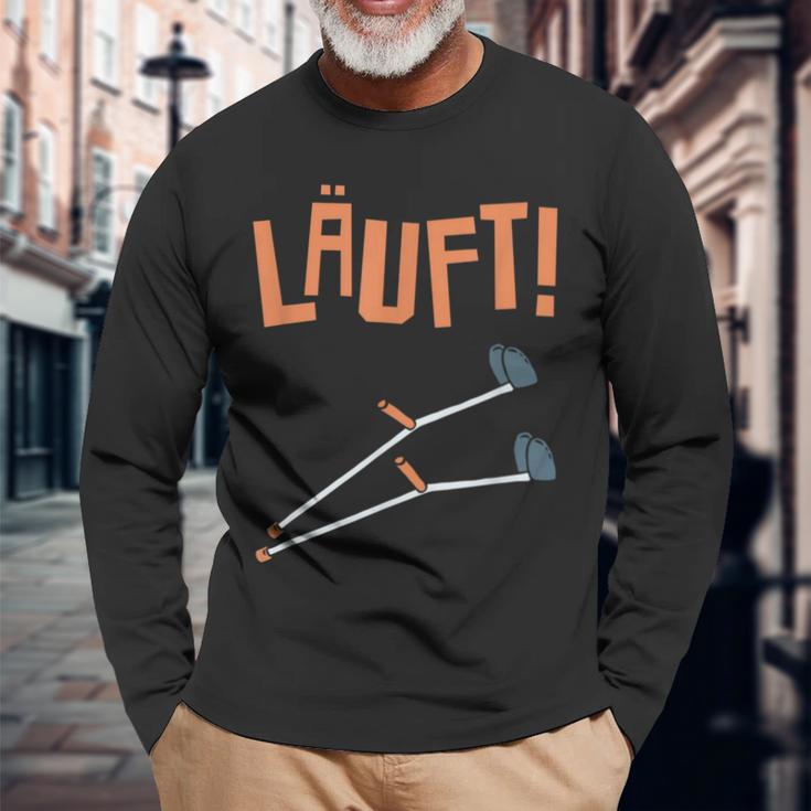 Läuft Krückück [German Language] Black S Langarmshirts Geschenke für alte Männer